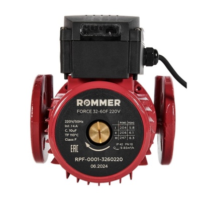 Насос циркуляционный ROMMER FORCE 32-60F 220 В фланцевый для отопления