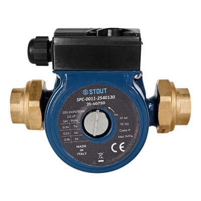 Насос циркуляционный STOUT 25-40 130 для ГВС с латунными гайками