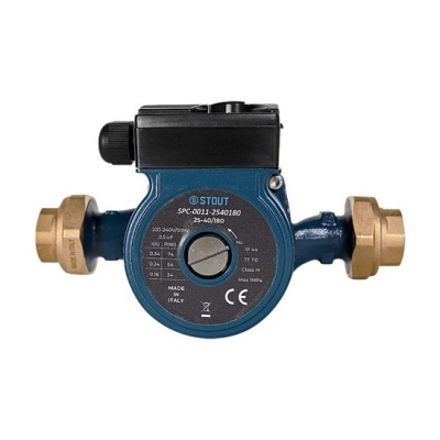 Насос циркуляционный STOUT 25-40 180 для ГВС с латунными гайками
