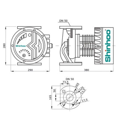 Насос циркуляционный Shinhoo MEGA S 50-18F 1-230V для отопления