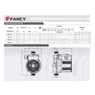 Насос циркуляционный FANCY FBA 15-9 для повышения давления