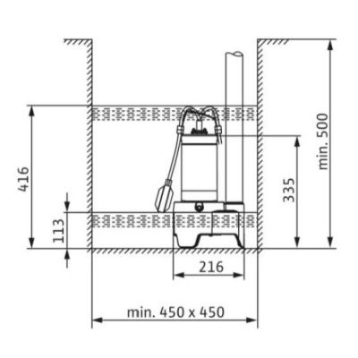 Насос фекальный Wilo REXA MINI3-V04.11/M06-523/P-5M без поплавка