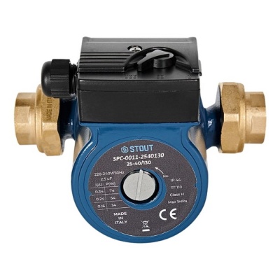 Насос циркуляционный STOUT 25-40 130 для ГВС с латунными гайками